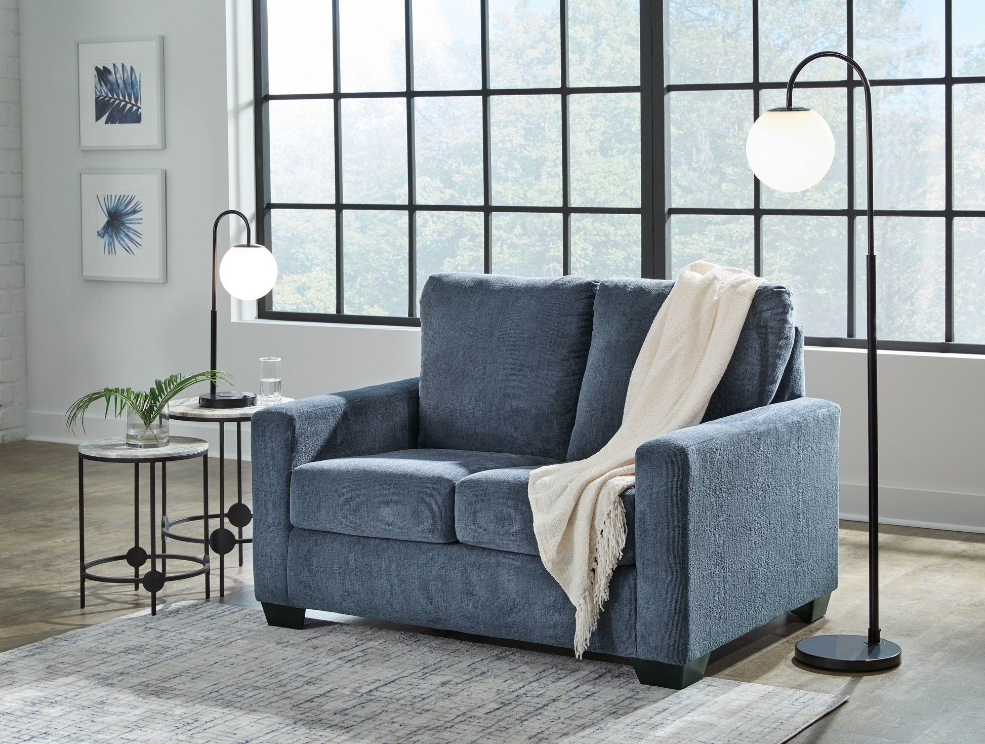 Rannis - Navy - Twin Sofa Sleeper - Fabric - Forward Furniture