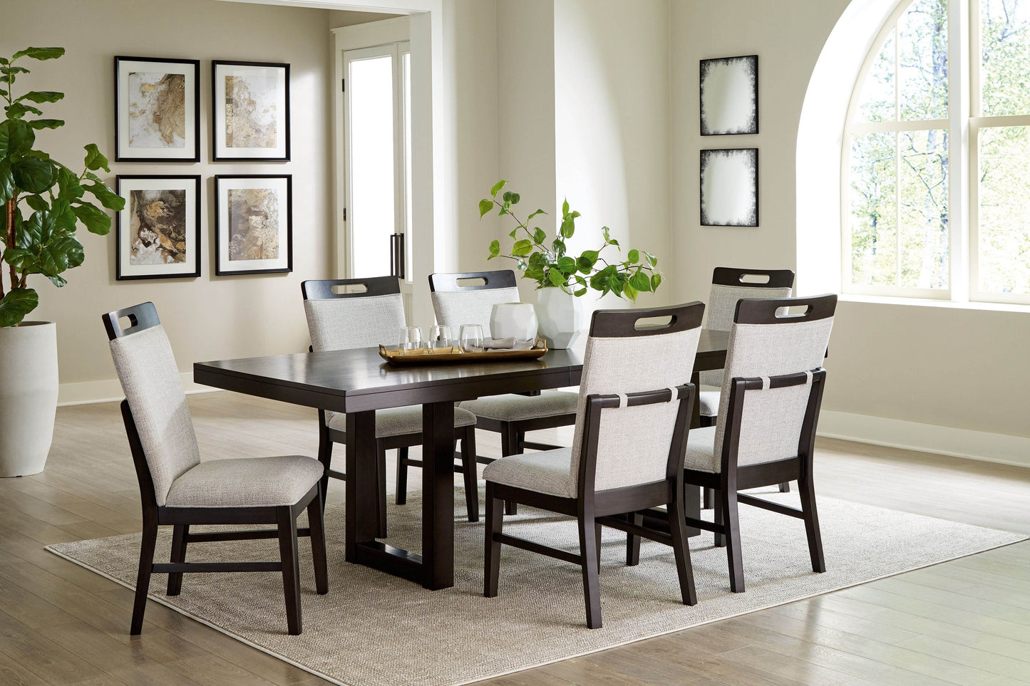 Neymorton - Dark Grayish Brown - 7 Pc. - Rectangular Extension Table, 6 Side Chairs - Forward Furniture