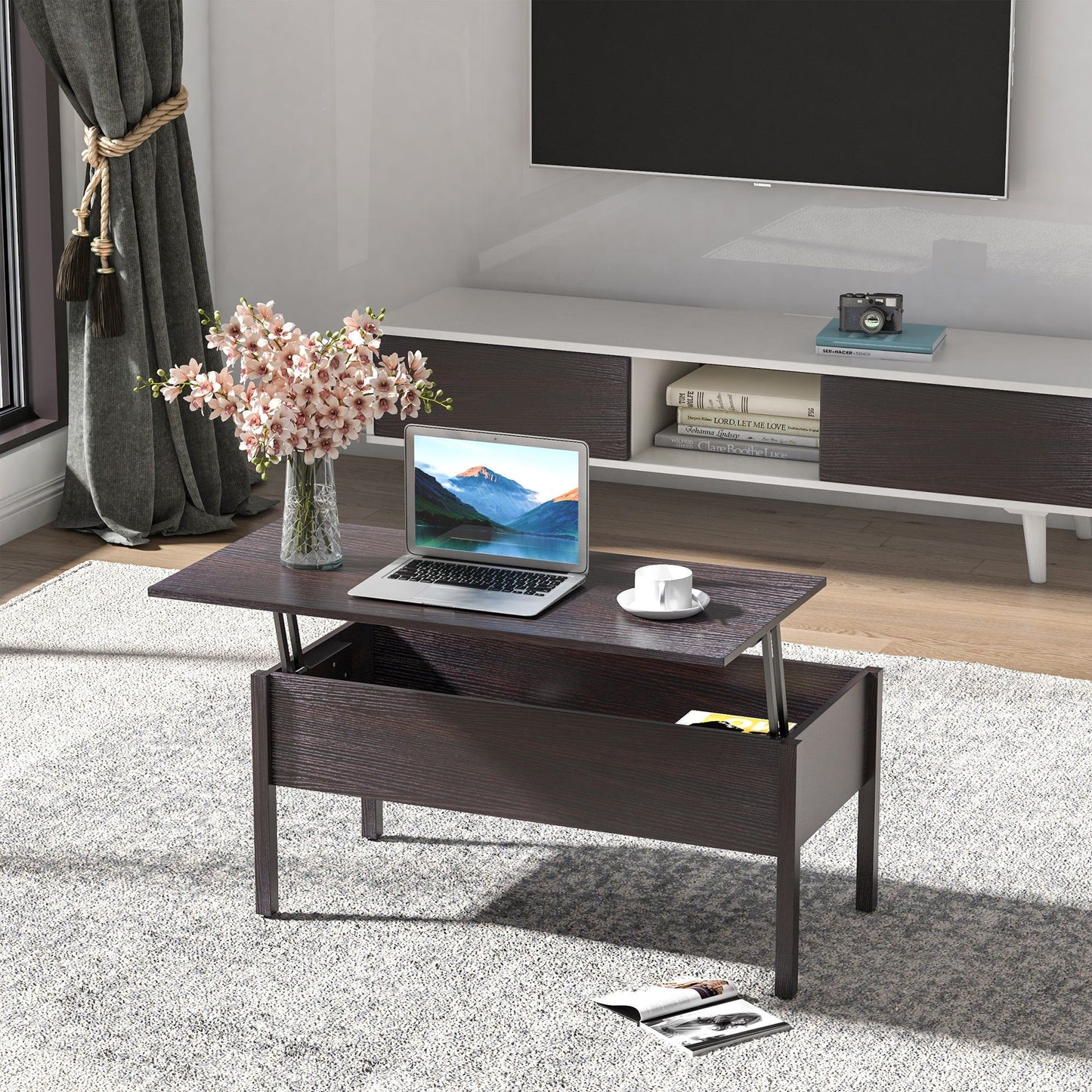 39" Lift-Top Coffee Table with Hidden Storage - Coffee
