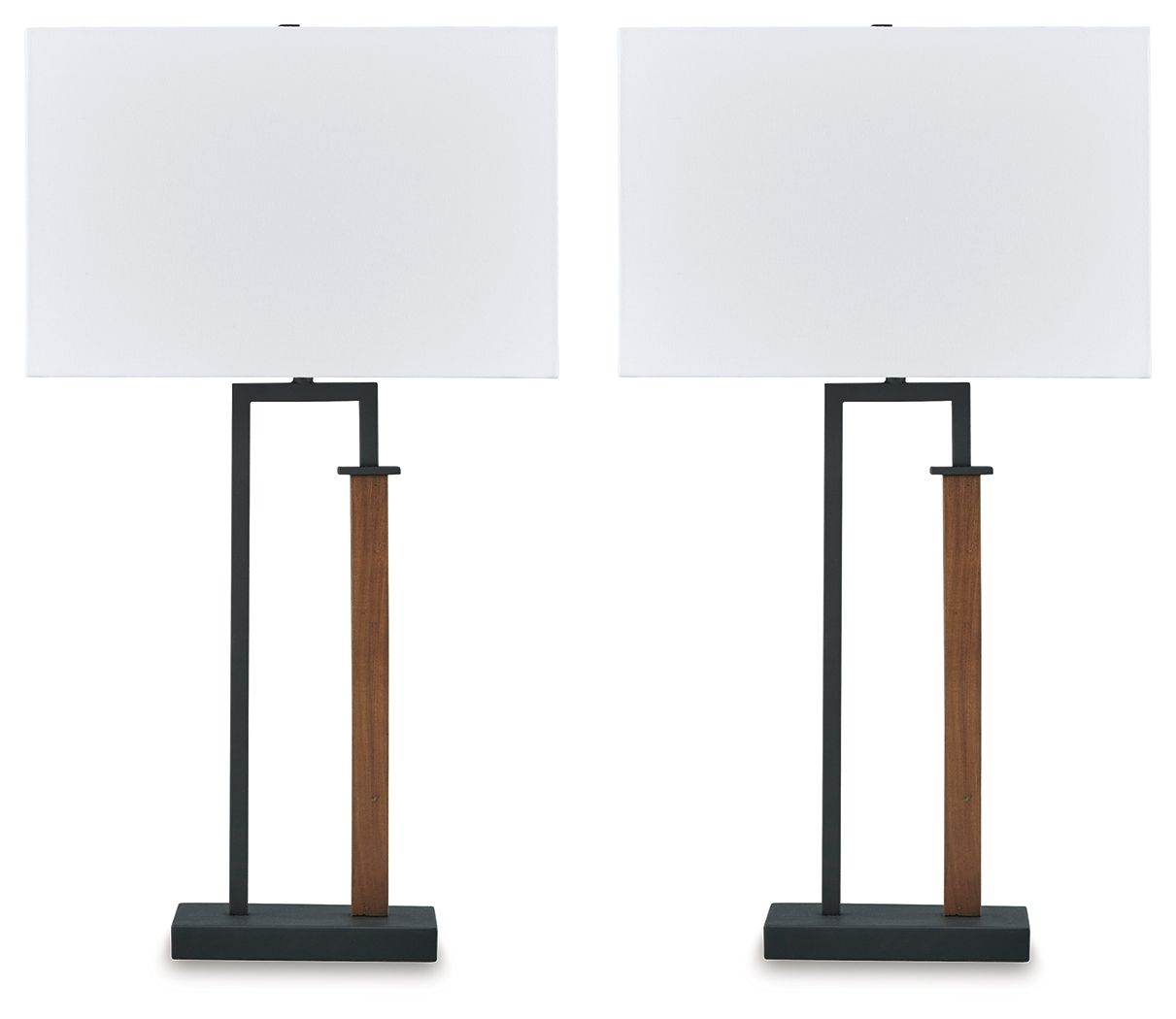 Voslen - Black / Brown - Metal Table Lamp (Set of 2) - Forward Furniture