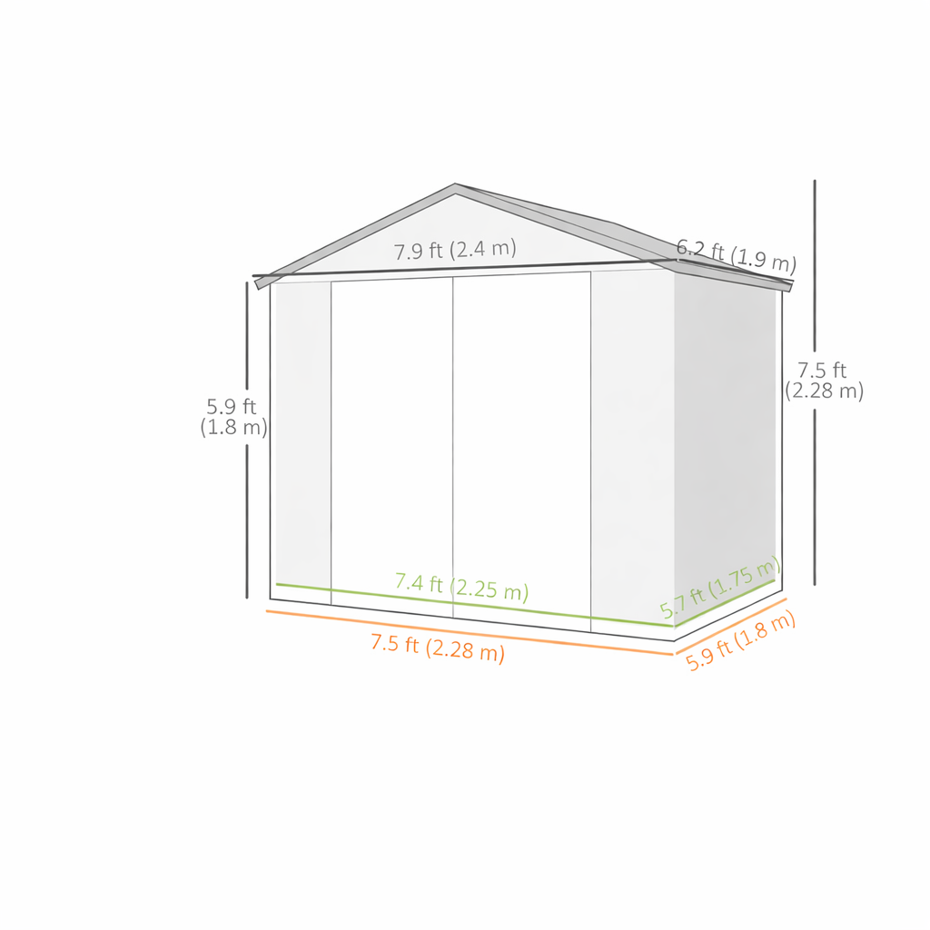 8' x 6' Plastic Garden Storage Shed with Latch Door