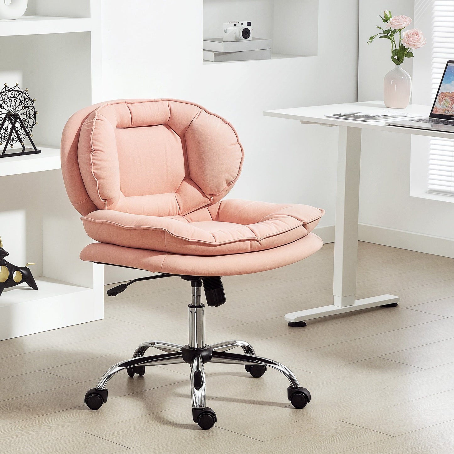 Criss Cross Swivel Office Chair, Armless - Pink