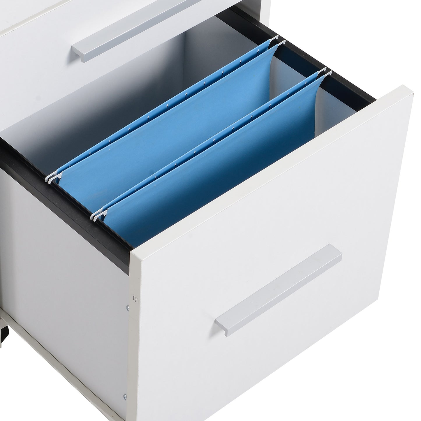 3 Drawer File Cabinet with Lock and Edged Top, Lockable Filing Cabinet on Wheels for Letter and A4 Size, White