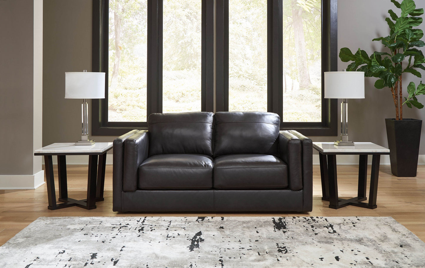 Amiata - Onyx - Loveseat - Leather Match - Forward Furniture
