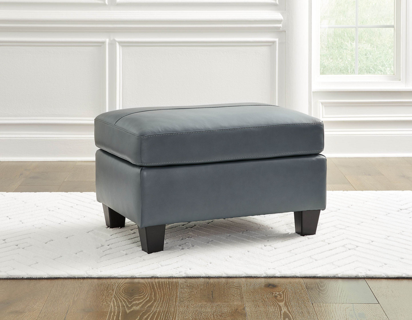 Genoa - Steel - Ottoman - Leather Match - Forward Furniture