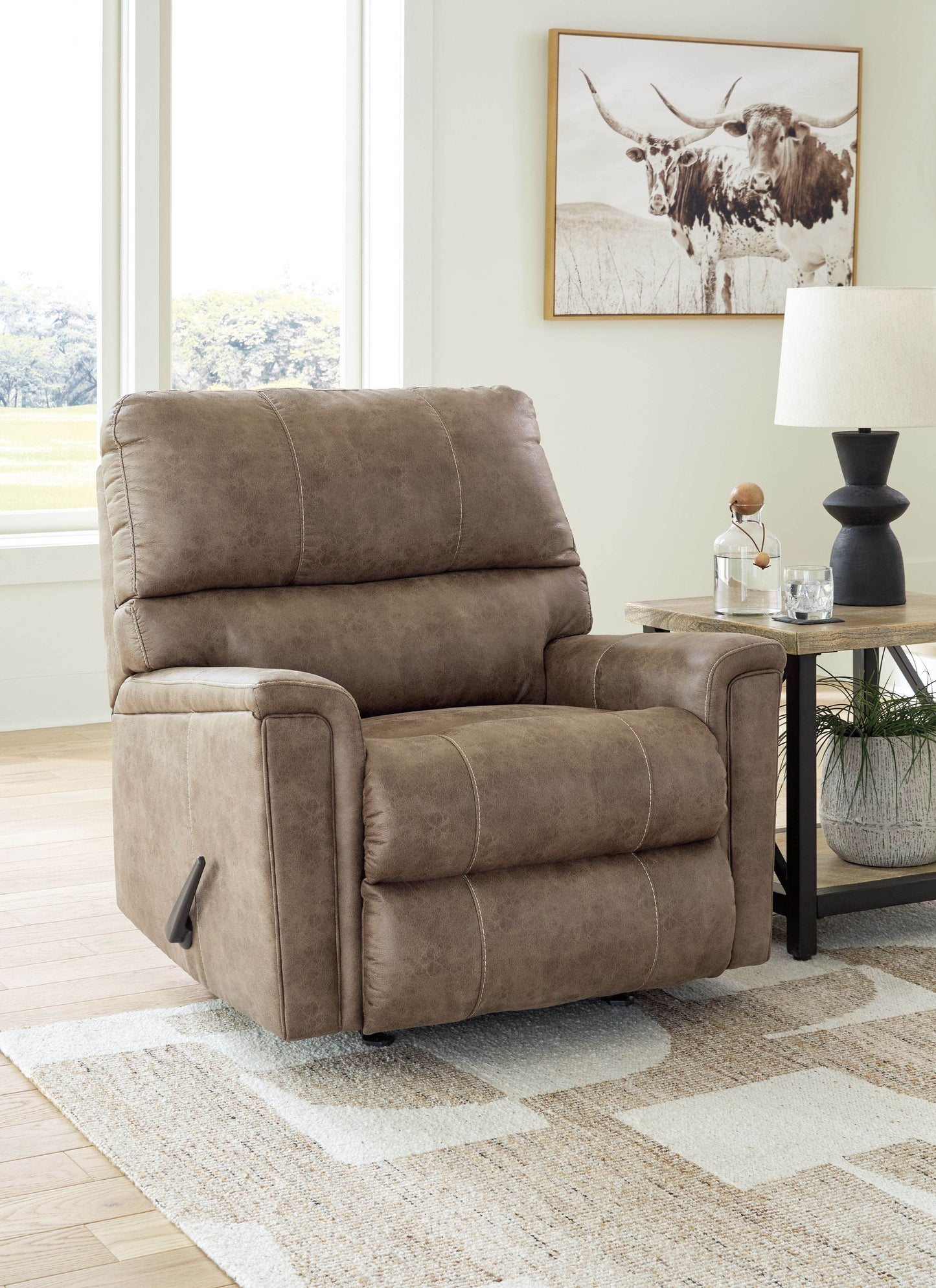 Navi - Fossil - Rocker Recliner - Faux Leather - Forward Furniture