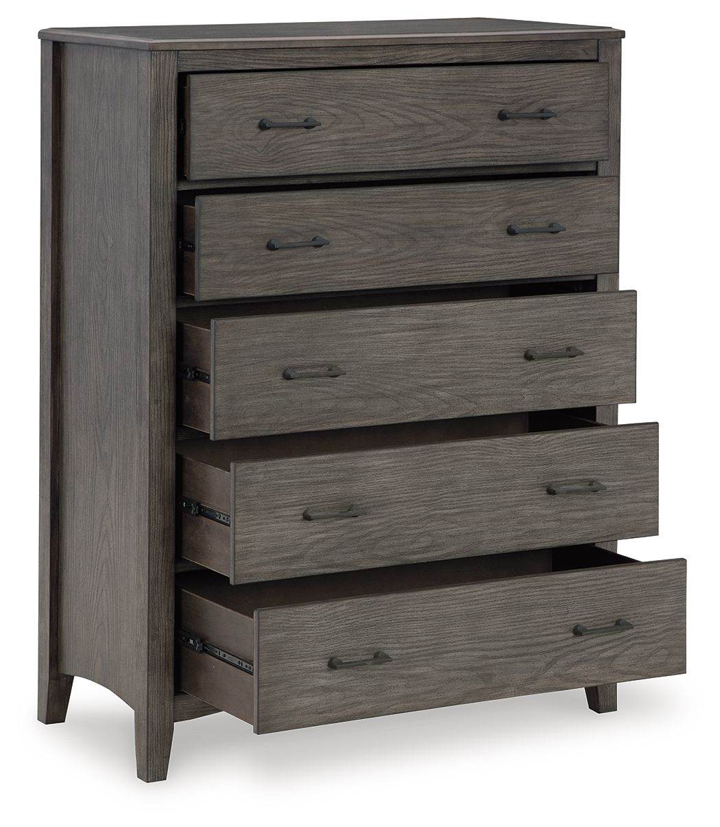 Montillan - Grayish Brown - Five Drawer Chest - Forward Furniture