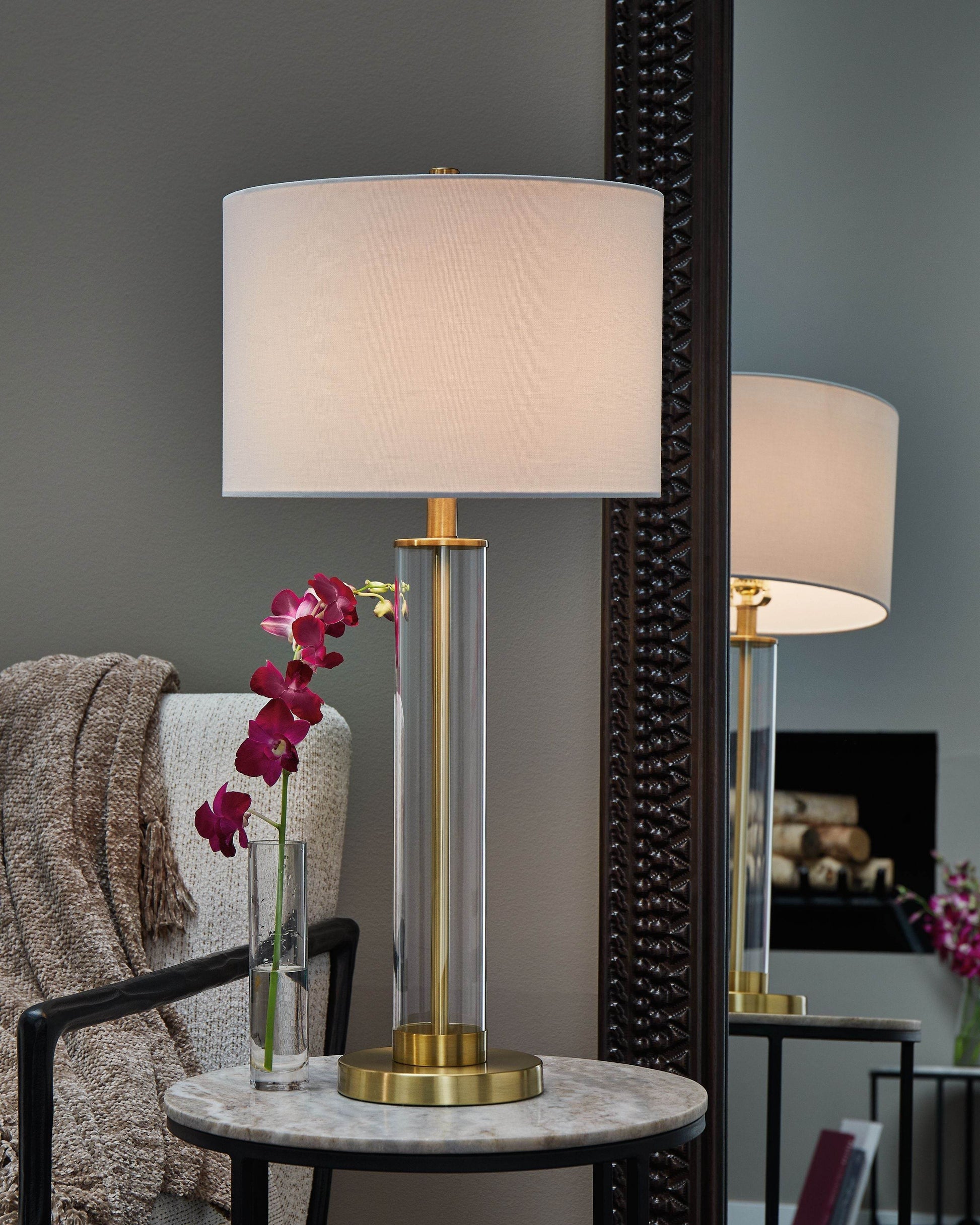 Orenman - Clear / Brass Finish - Glass Table Lamp (Set of 2) - Forward Furniture