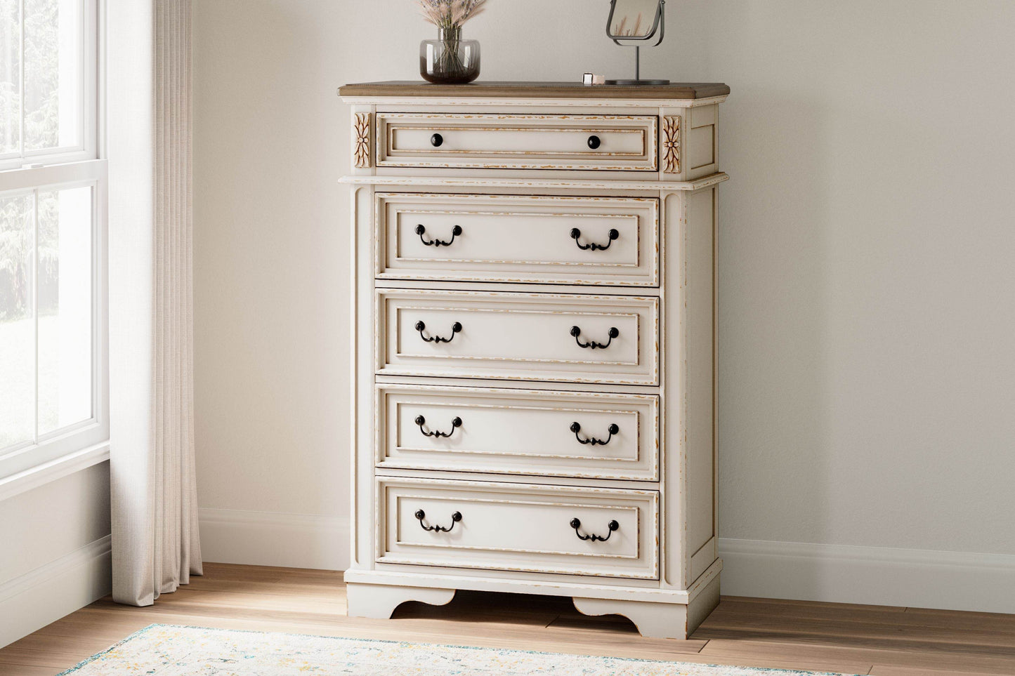 Realyn - White / Brown / Beige - Five Drawer Chest - Forward Furniture