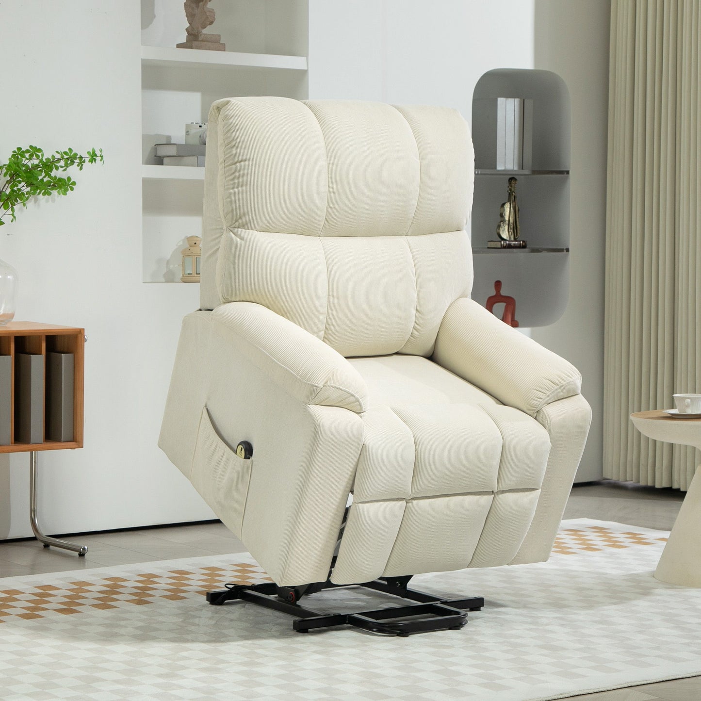 Lift Chair for Seniors, Microfibre Upholstered Power Recliner Chair with Remote, Quick Assembly, Cream White