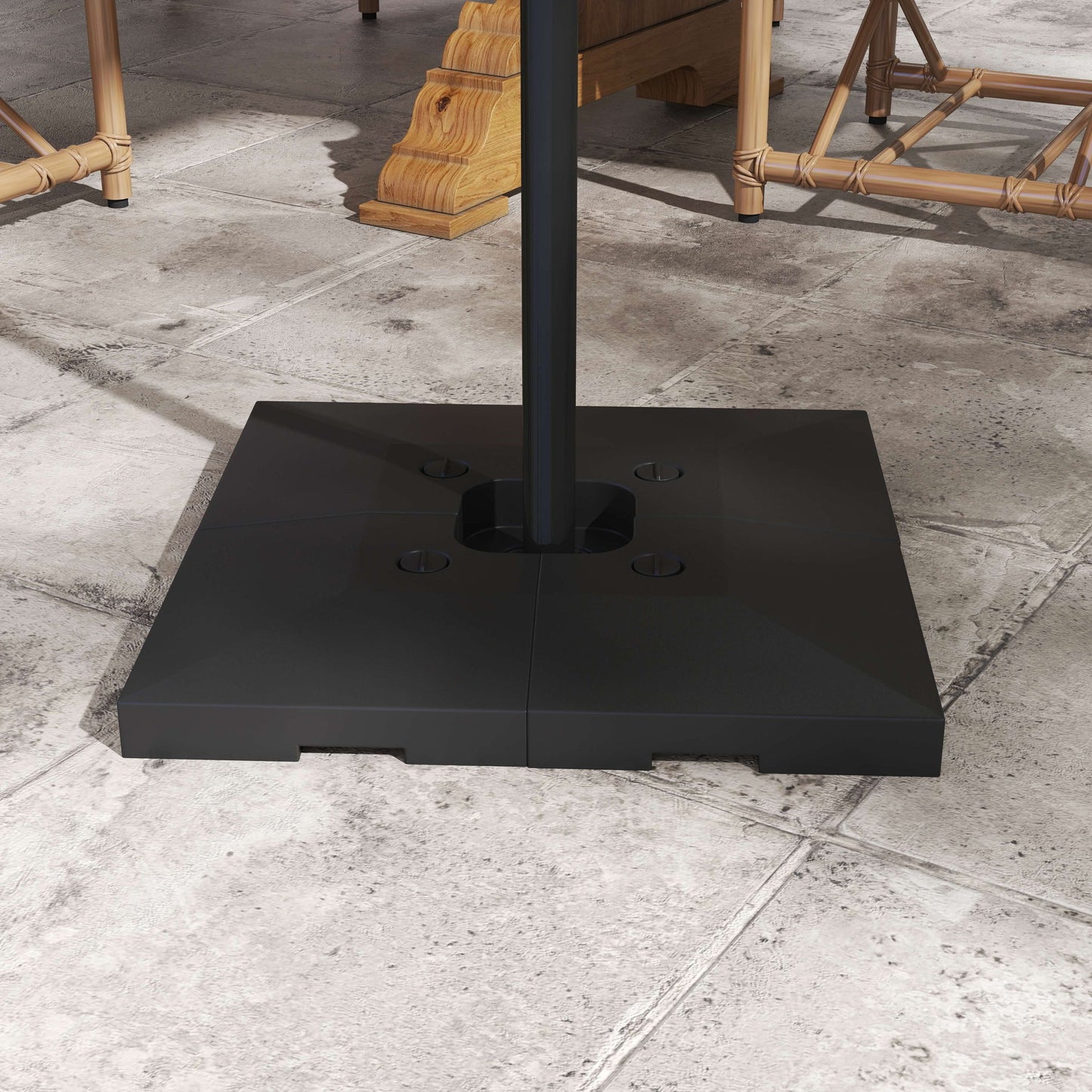 4 Pieces Base Weight Stand, Heavy Duty Square Offset Cantilever Umbrella Stand Weighted Base, Total 264Lbs Sand/ 176Lbs Water Filled