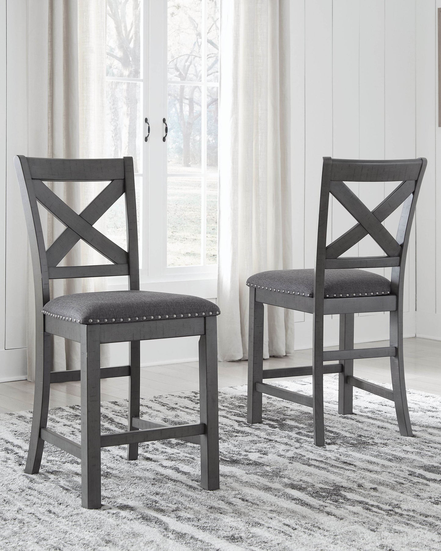 Myshanna - Gray - Upholstered Barstool (Set of 2) - Forward Furniture