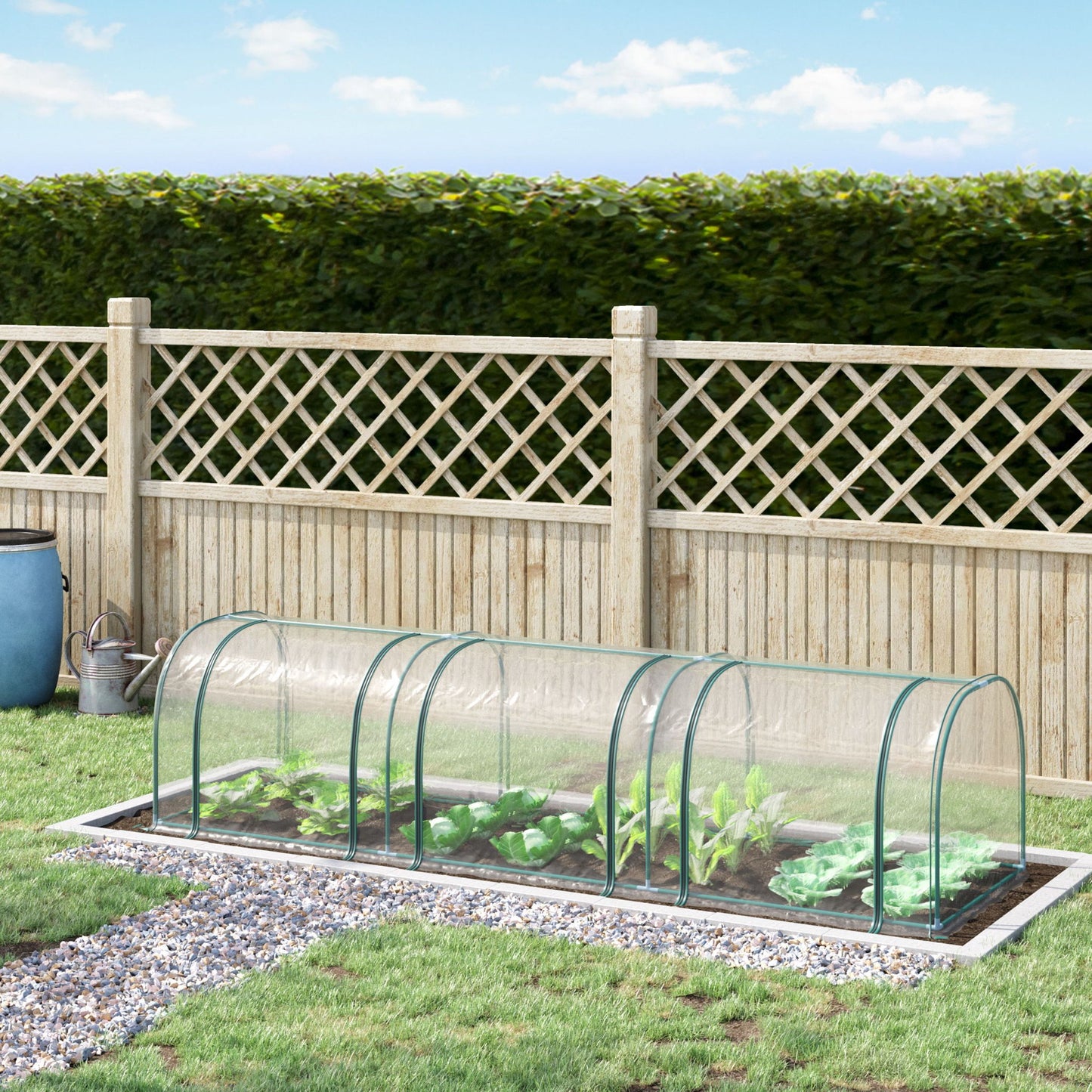 138"x39"x32" Transparent PVC Mini Tunnel Greenhouse Garden Green Grow Shed Portable Plant Flower Warm House Steel Frame Zipped Doors