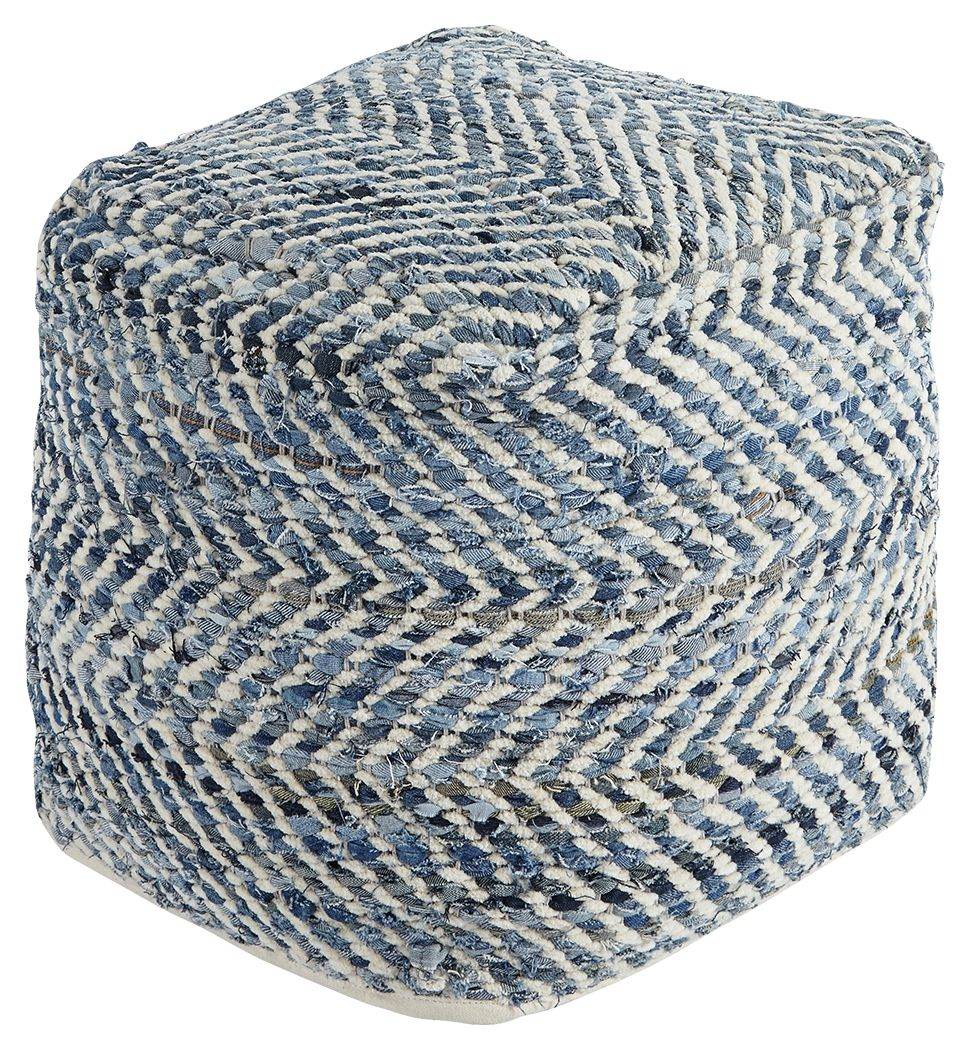 Chevron - Blue - Pouf - Forward Furniture