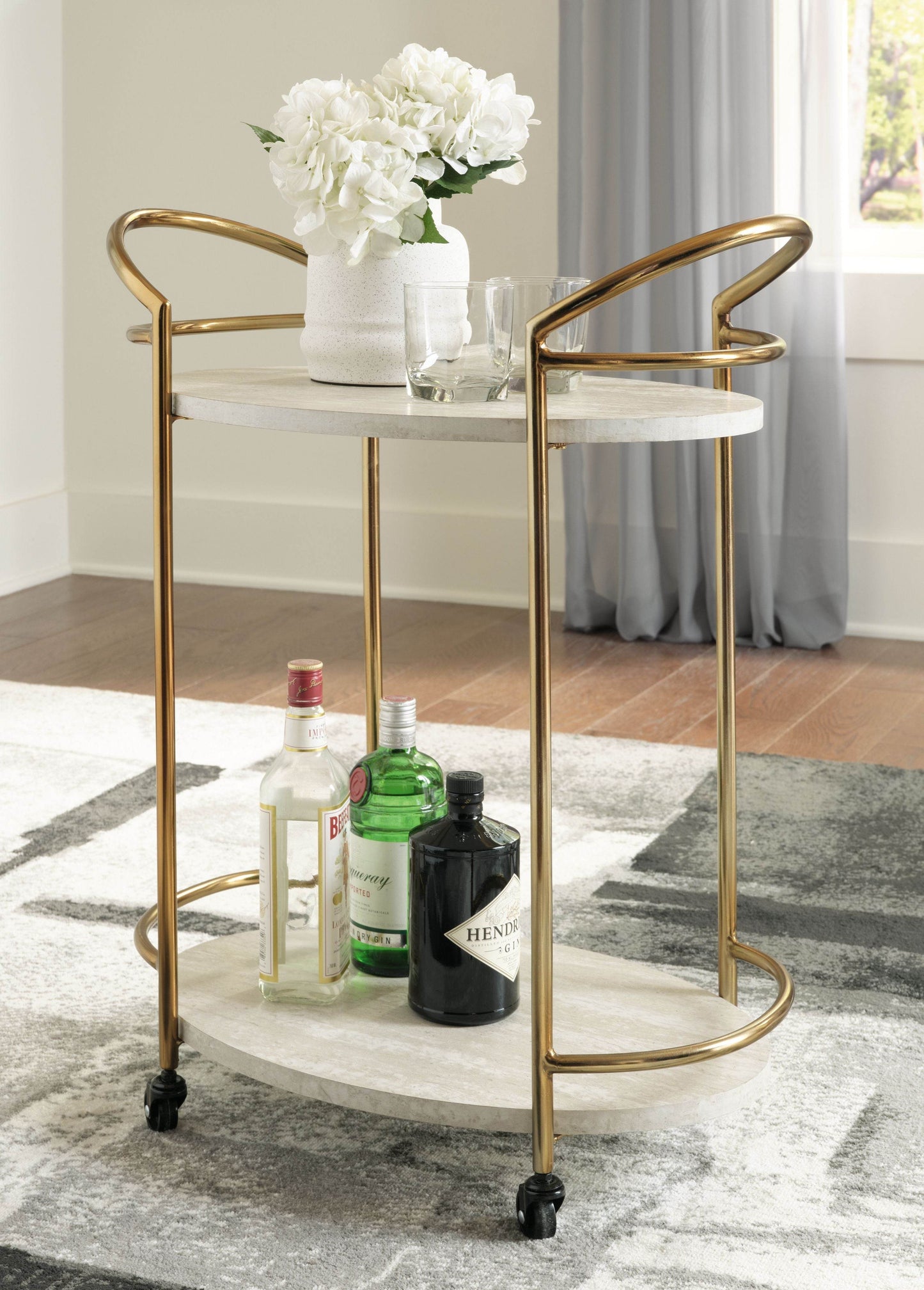 Tarica - Cream / Gold Finish - Bar Cart - Forward Furniture