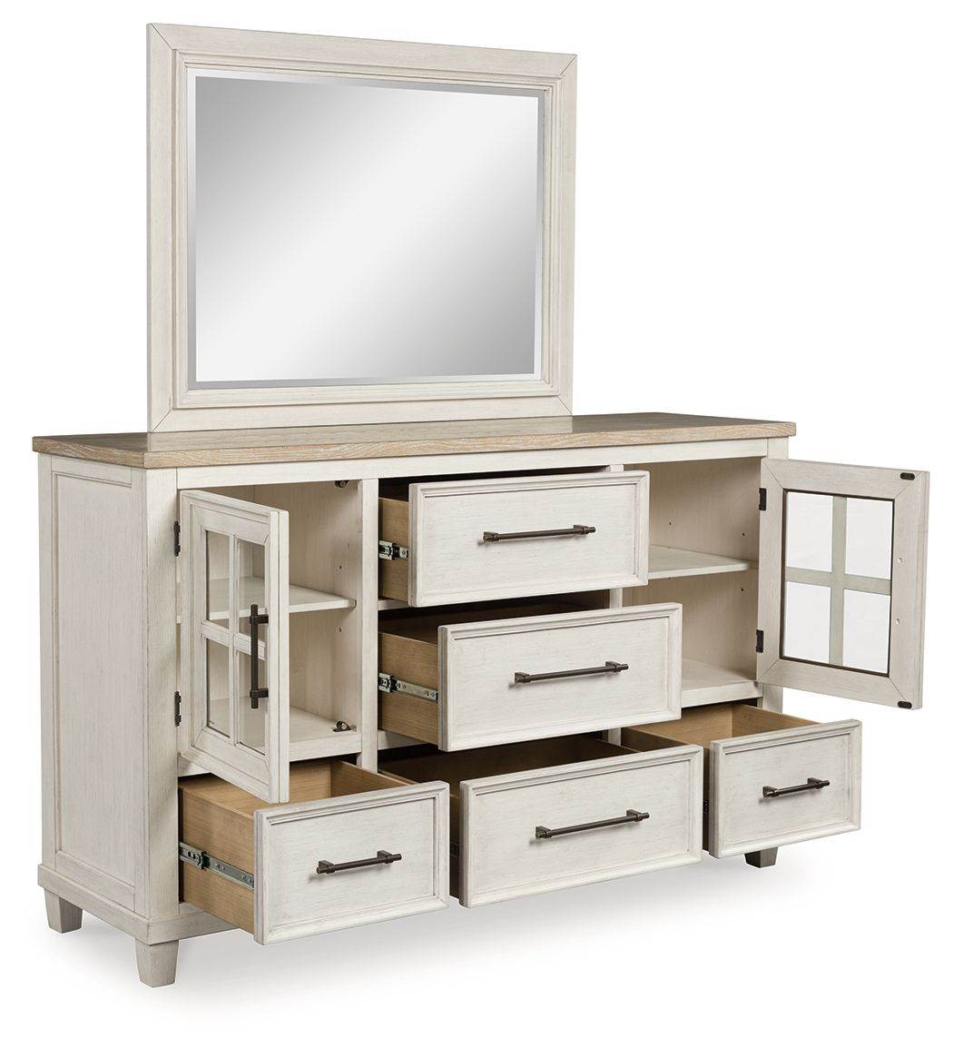Shaybrock - Antique White / Brown - Dresser And Mirror - Forward Furniture