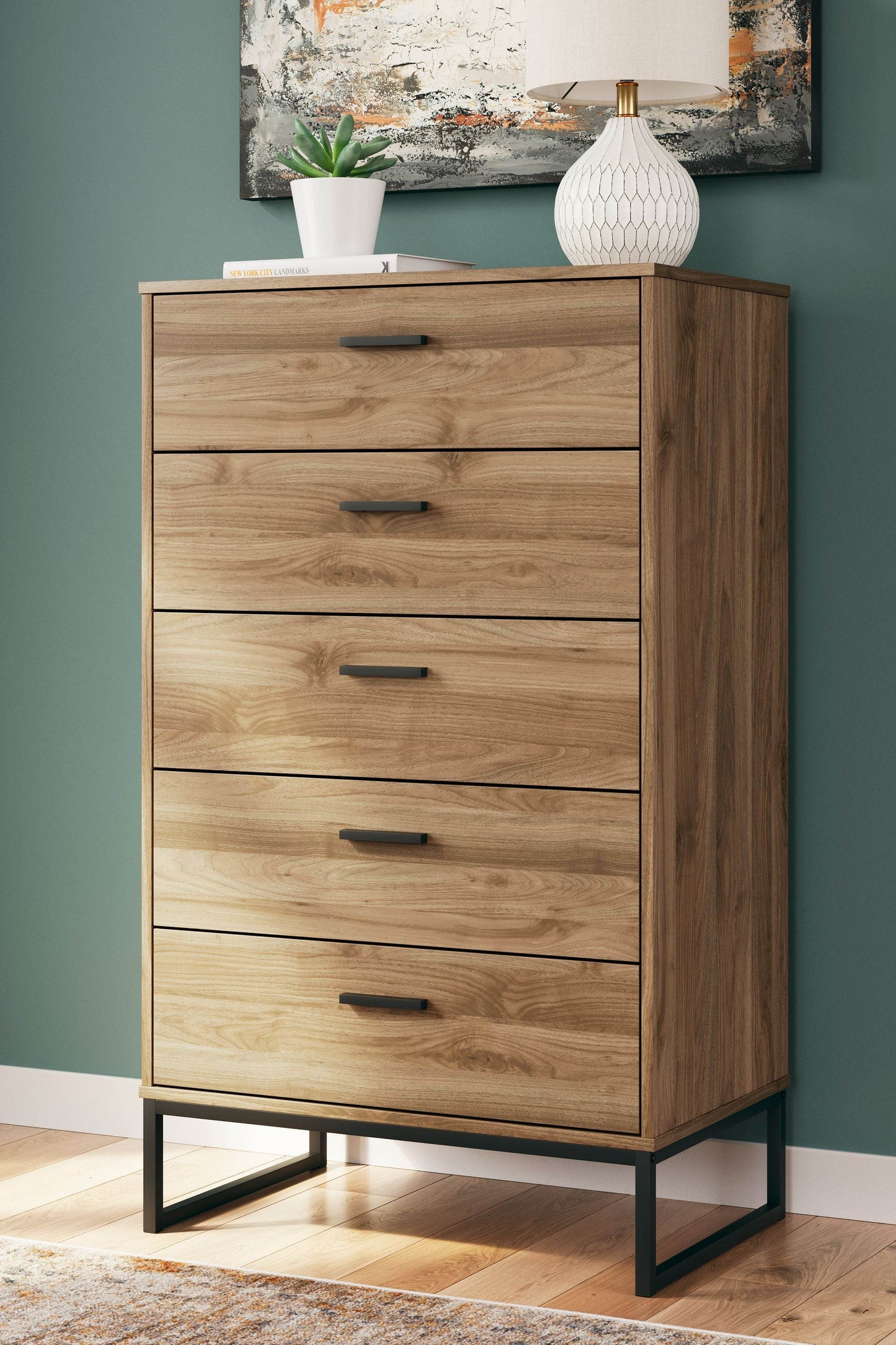 Deanlow - Honey - Five Drawer Chest - Forward Furniture