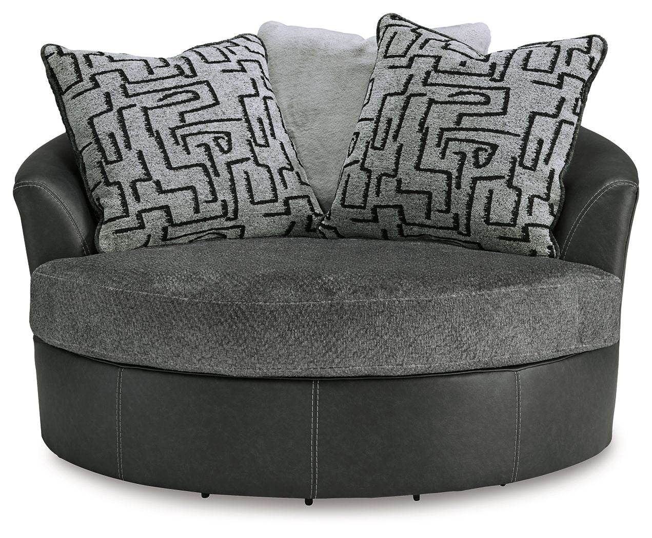 Brixley Pier - Graphite - Oversized Swivel Accent Chair - Faux Leather / Fabric - Forward Furniture