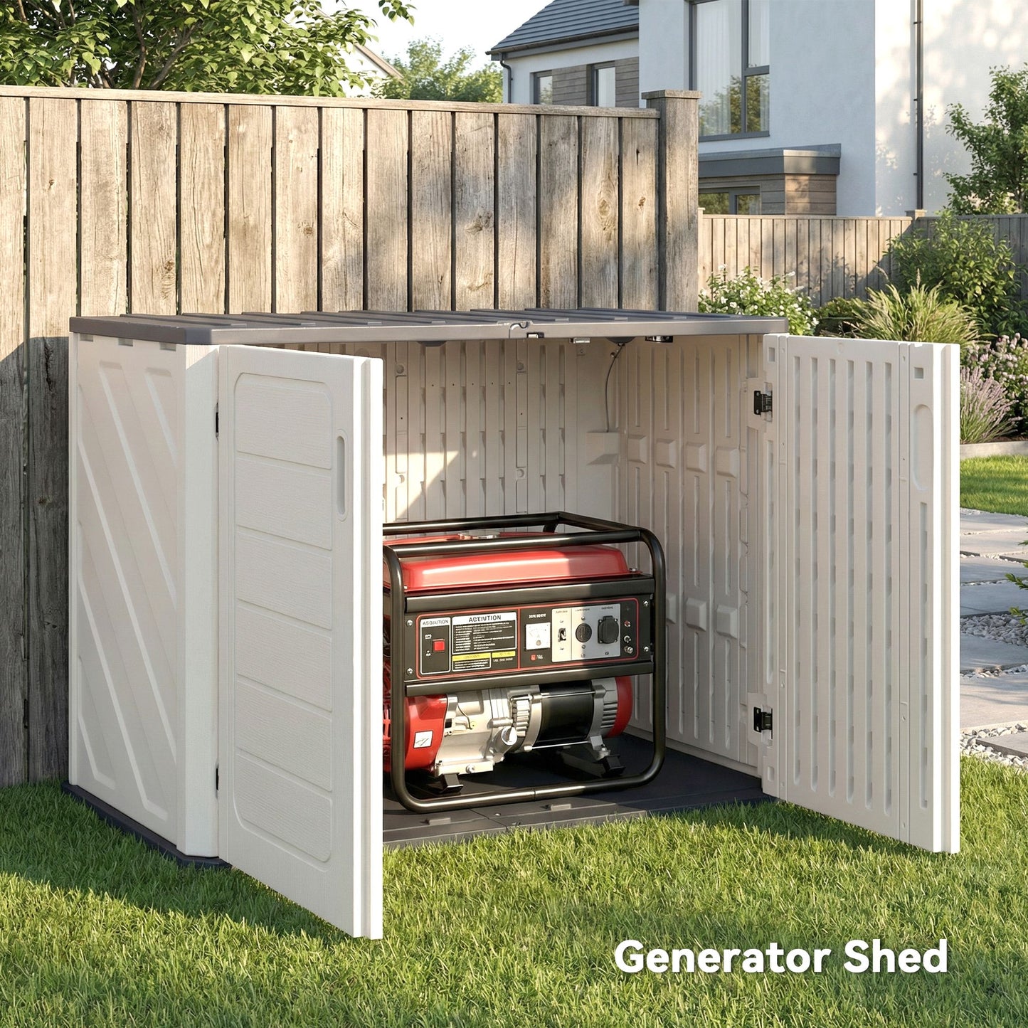 35 Cu.Ft Outdoor Storage Cabinet, Waterproof HDPE Outdoor Storage Shed with Lockable Doors and Openable Top