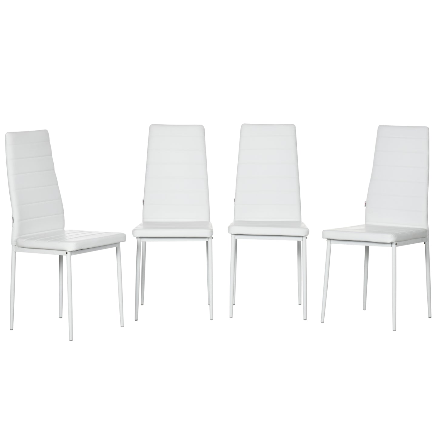 Modern Dining Chairs, Set of 4, High Back PU leather Upholstery and Metal Legs for the Living Room, Kitchen, Home Office, White