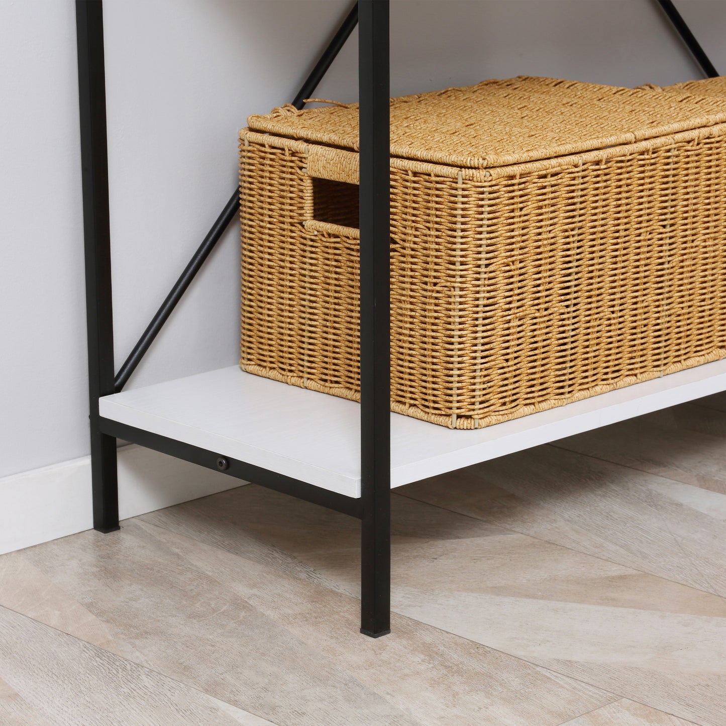 Modern Console Table with 2 Drawers, 2 Tier Entryway Table with storage Shelf, Narrow Sofa Table for Living Room, Hallway, White