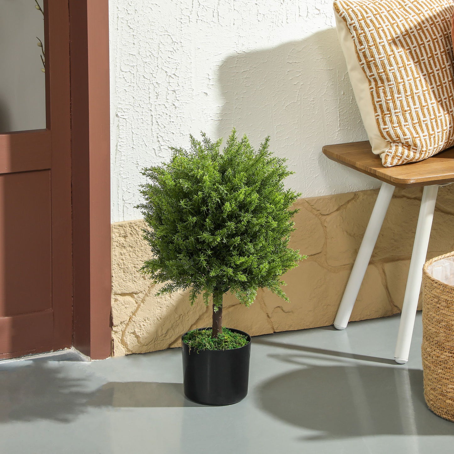 Decorative Artificial Plants, Cedar Topiary Trees in Pots, Fake Plants for Home Indoor outdoor Decor, Green