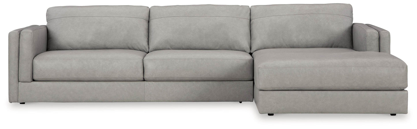 Amiata - Glacier - 2-Piece Sectional With Raf Corner Chaise - Leather Match - Forward Furniture