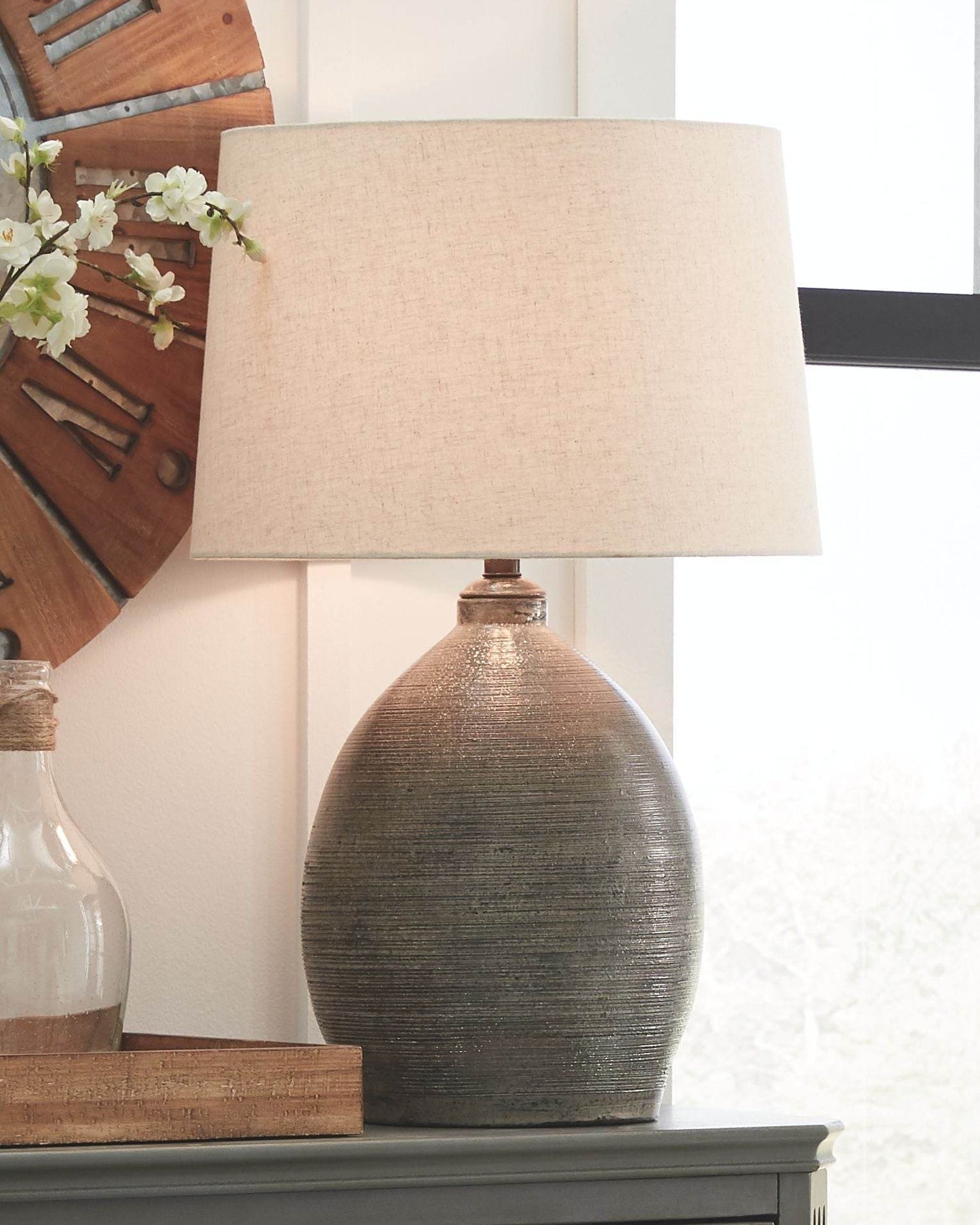 Joyelle - Gray - Terracotta Table Lamp - Forward Furniture