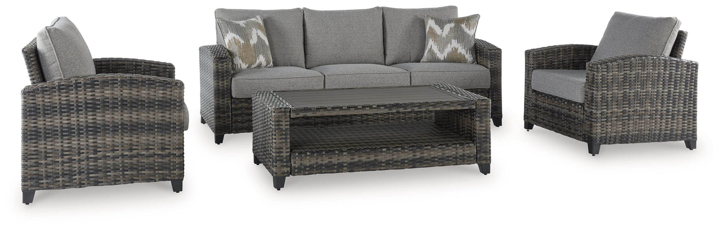Oasis Court - Gray - Sofa, Chairs, Table Set (Set of 4) - Forward Furniture