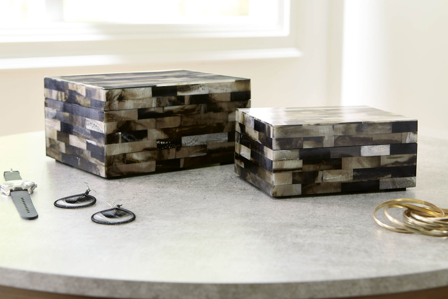 Ellford - Black / Brown / Cream - Box Set (Set of 2) - Forward Furniture