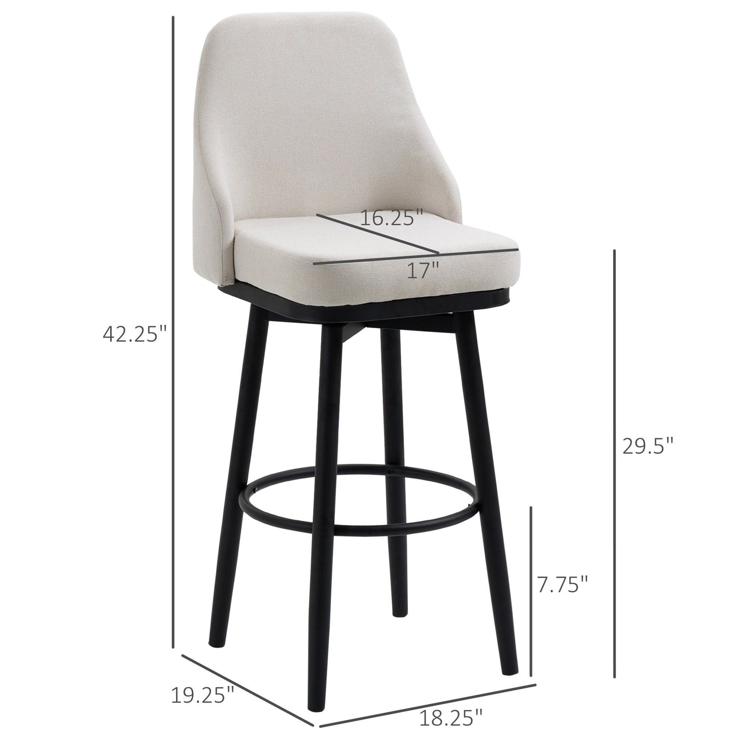 Extra Tall Swivel Bar Stools Set of 2 - Cream White