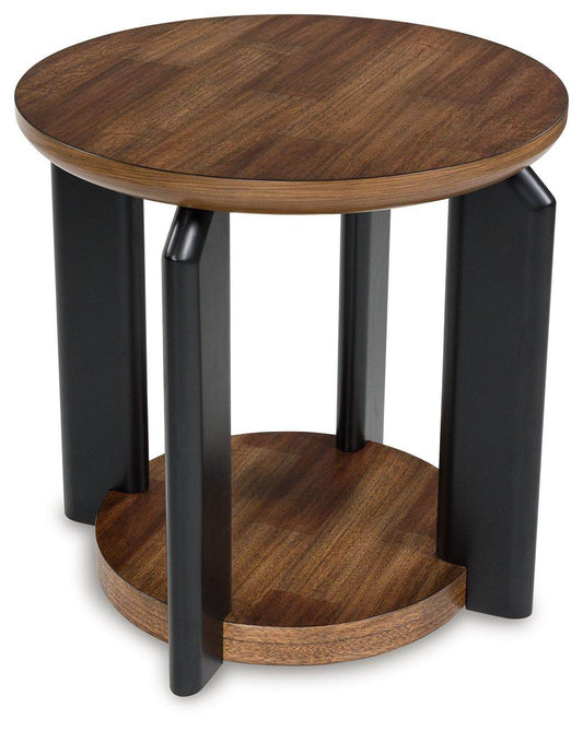Kraeburn - Brown / Black - Round End Table - Forward Furniture