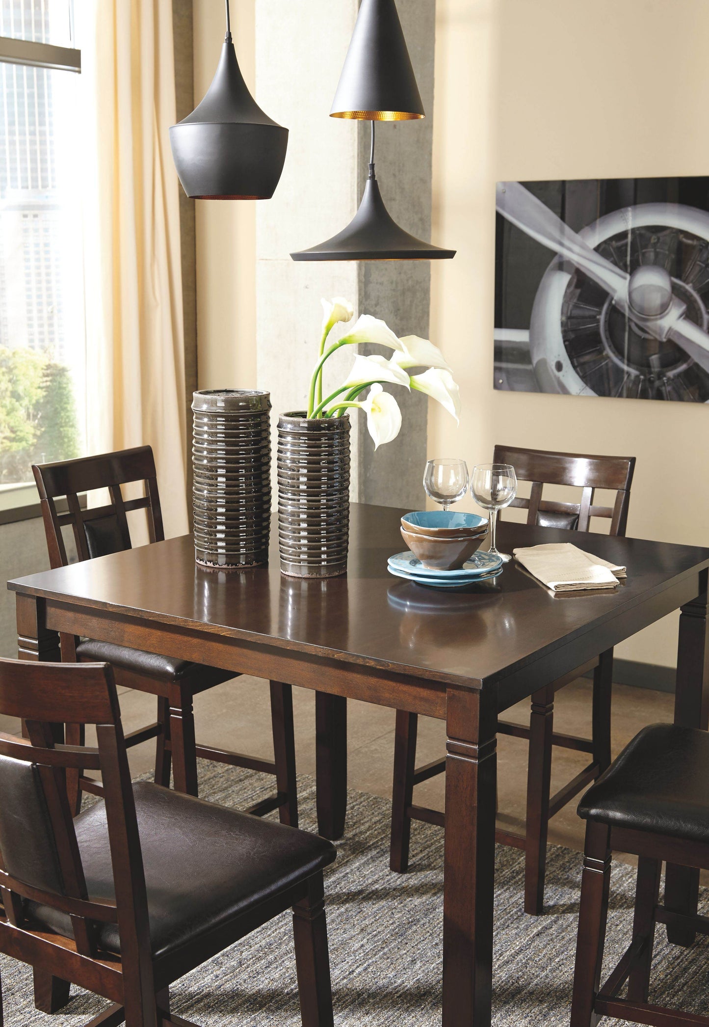 Bennox - Brown - DRM Counter Table Set (Set of 5) - Forward Furniture