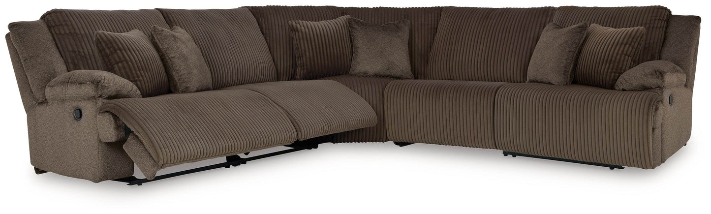 Top Tier - Chocolate - 5-Piece Reclining Sectional - Fabric - Forward Furniture