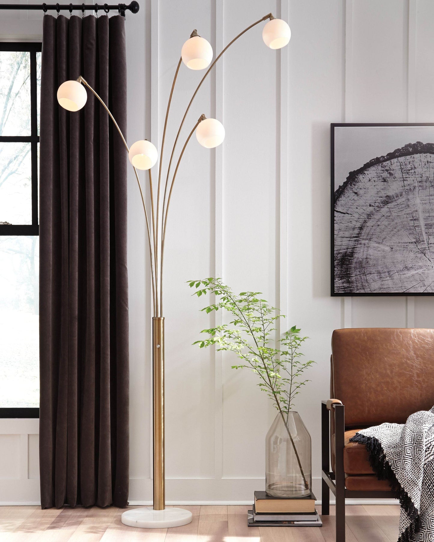 Taliya - Champagne / White - Metal Arc Lamp - Forward Furniture
