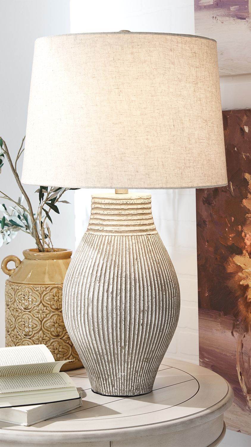 Layal - Beige - Paper Table Lamp - Forward Furniture