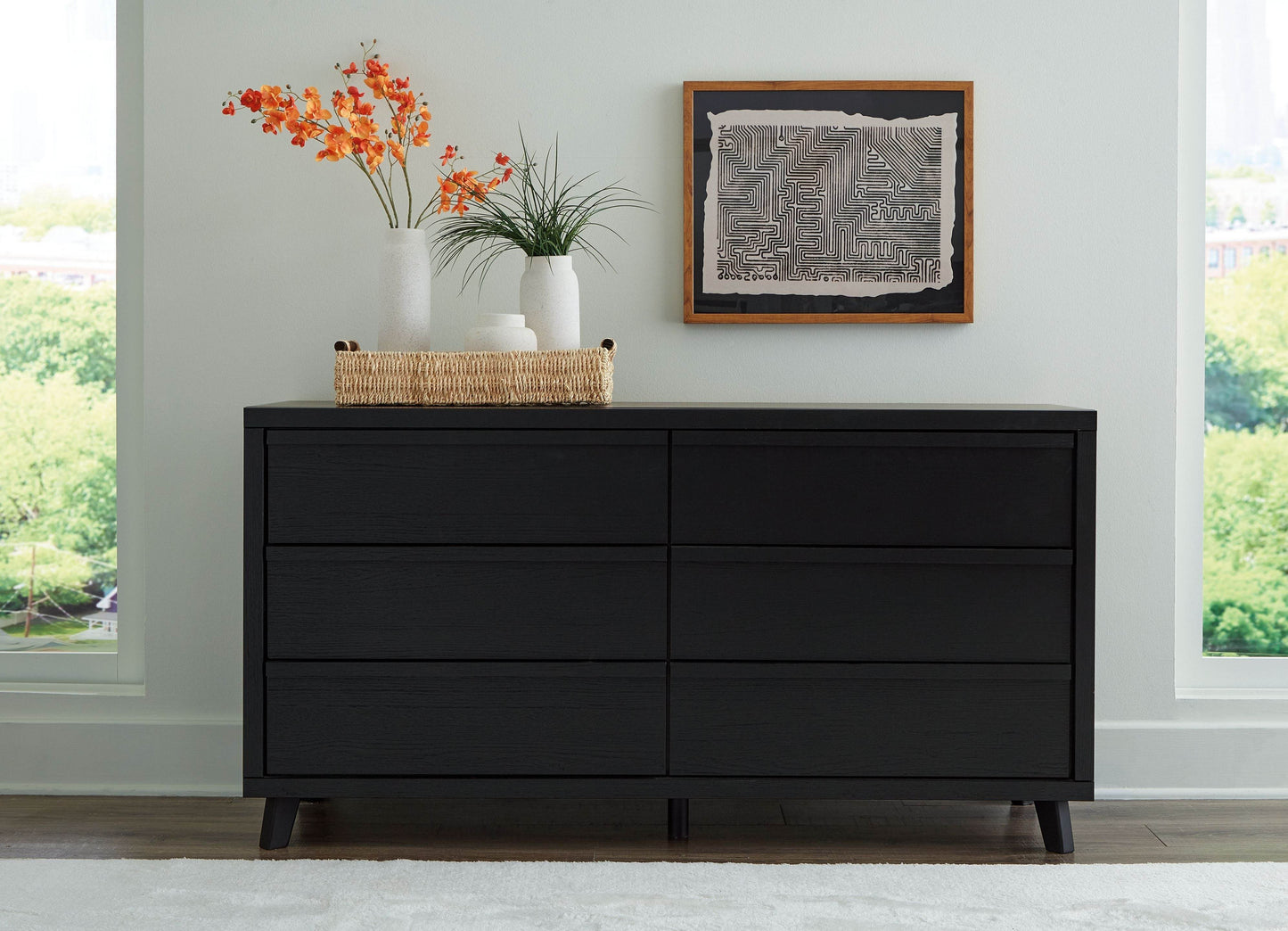 Danziar - Black - Six Drawer Dresser - Forward Furniture
