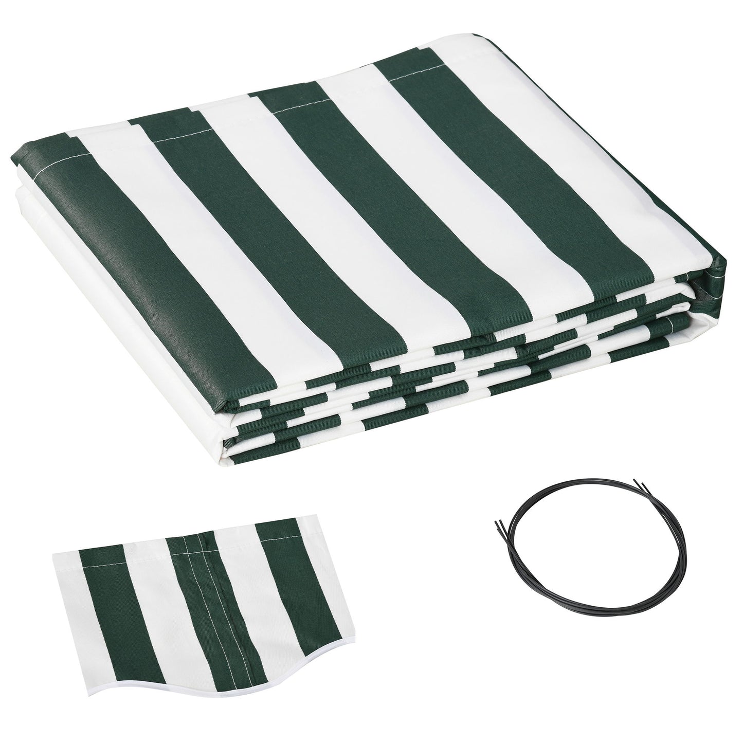 11' x 10' Retractable Awning Fabric Replacement Outdoor Sunshade Canopy Awning Cover, UV Protection, Green and White