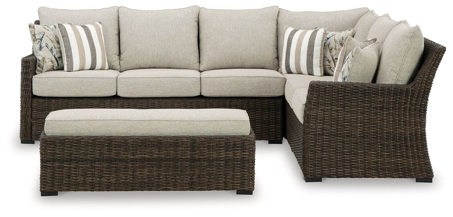 Brook Ranch - Brown - Sofa Sectional, Bench With Cushion (Set of 3) - Forward Furniture