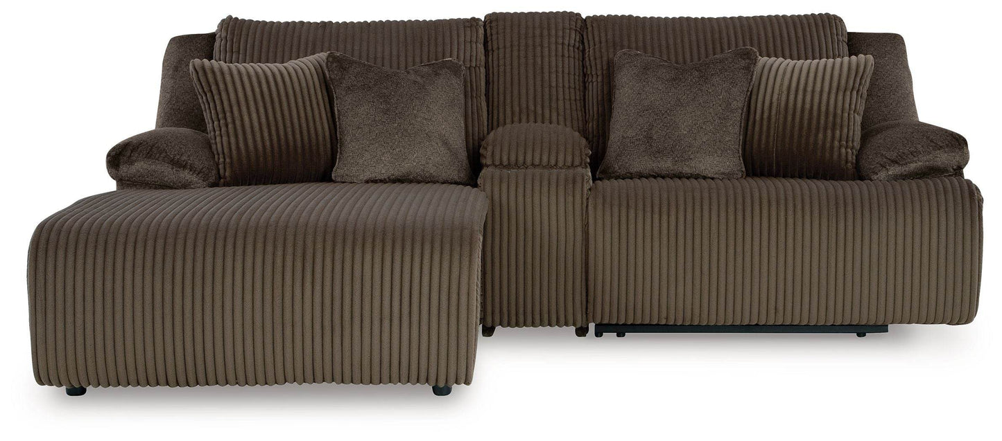 Top Tier - Chocolate - 3-Piece Reclining Sectional Sofa With Laf Press Back Chaise - Fabric - Forward Furniture