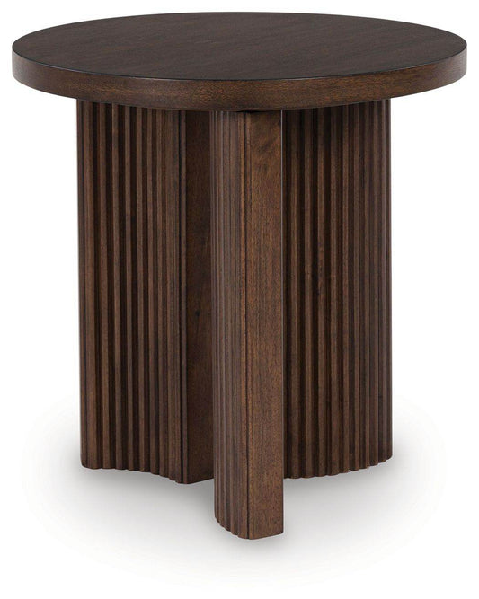 Korestone - Dark Brown - Round End Table - Forward Furniture