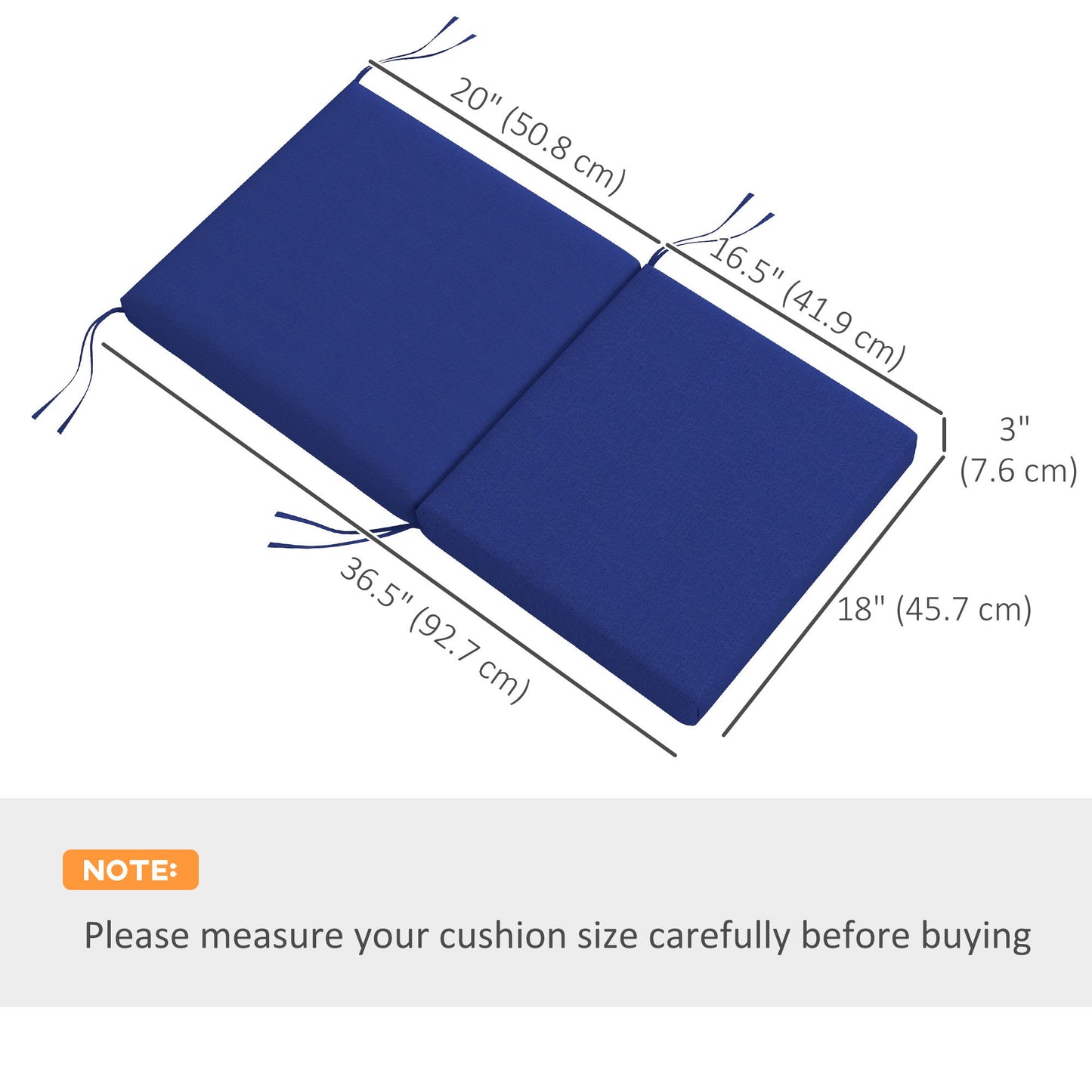 Outdoor Cushions Set of 2 for Dining Chairs, Outdoor Seat Cushions with Back, Fade-Resistant Yarn-Dyed Polyester, Navy