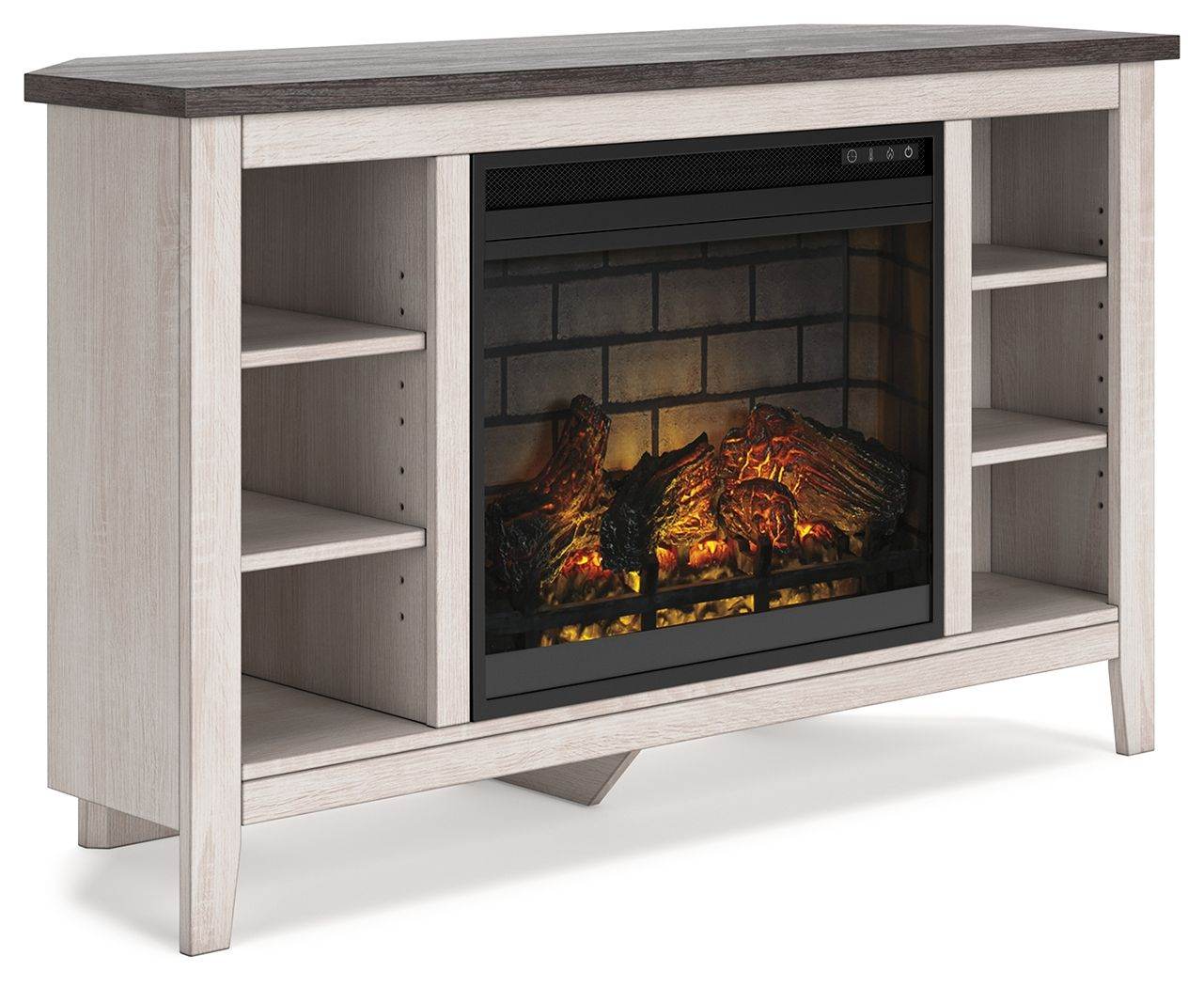 Dorrinson - Corner TV Stand With Fireplace Insert - Forward Furniture