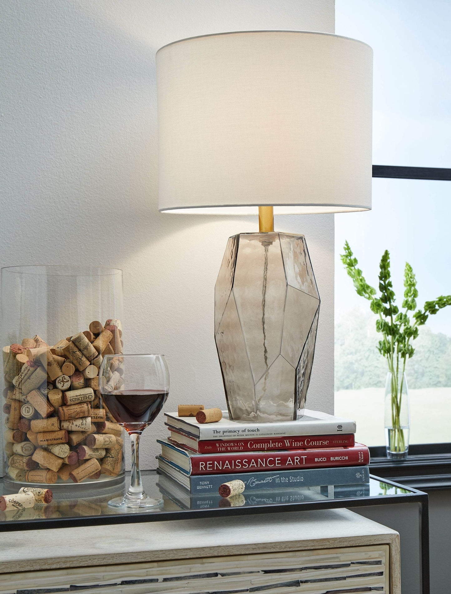 Taylow - Gray - Glass Table Lamp - Forward Furniture