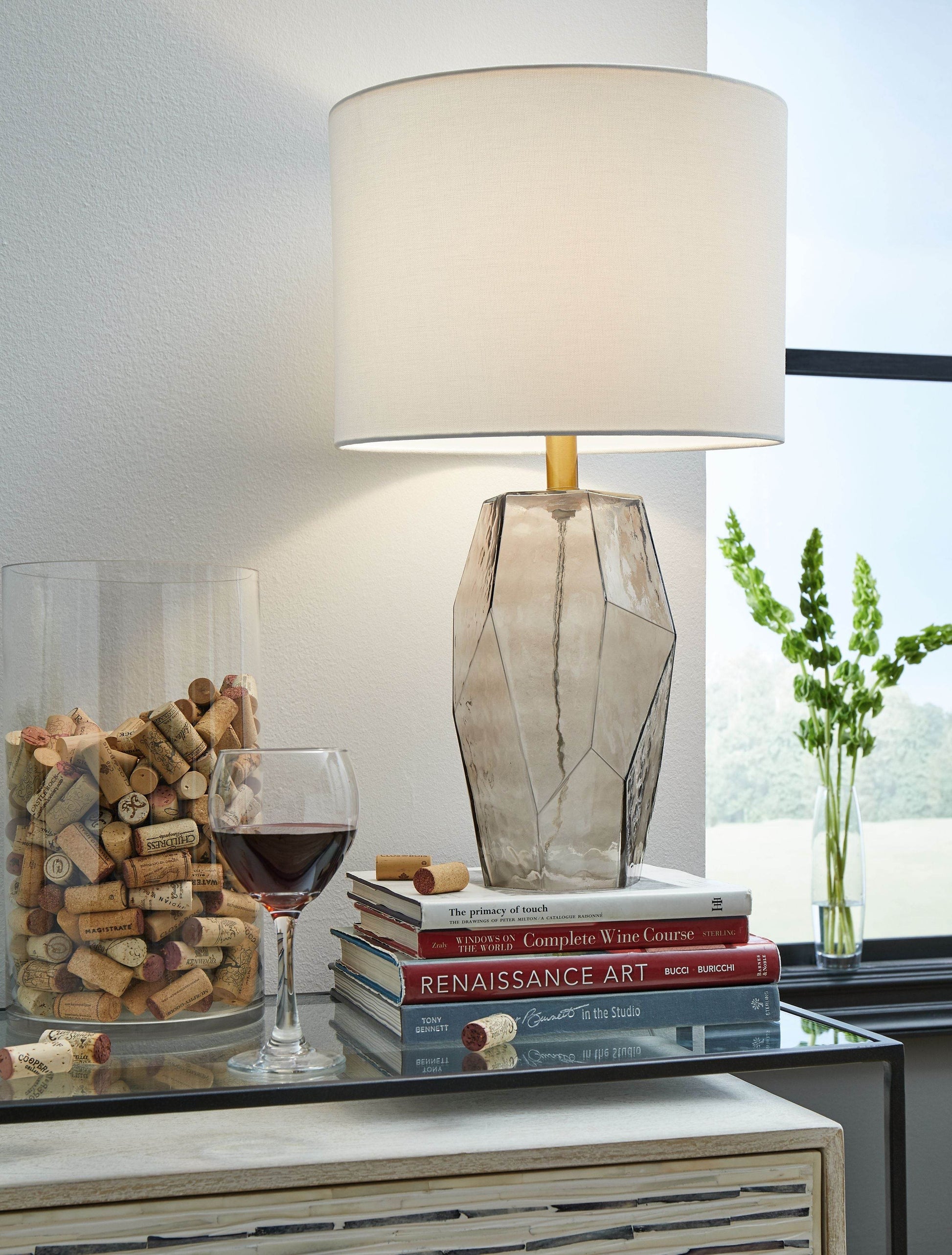 Taylow - Gray - Glass Table Lamp - Forward Furniture