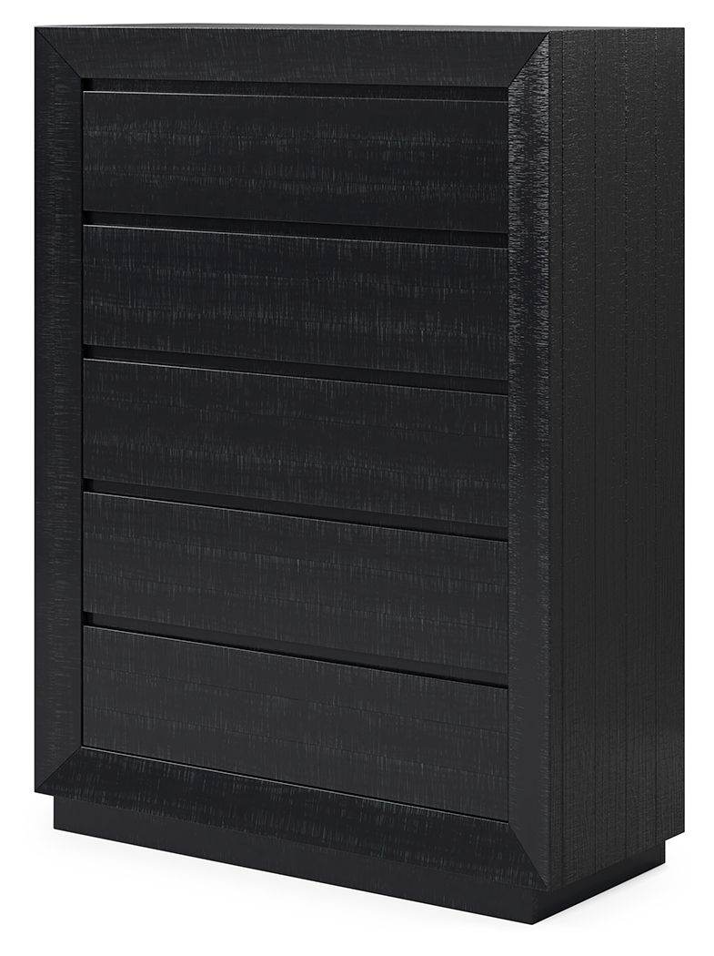 Londer - Black - Five Drawer Chest - Forward Furniture