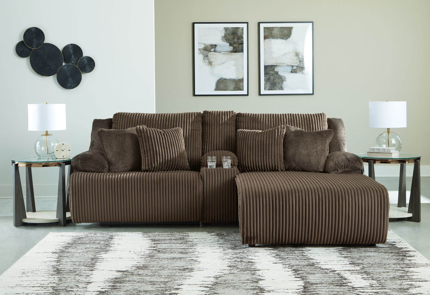Top Tier - Chocolate - 3-Piece Reclining Sectional Sofa With Raf Press Back Chaise - Fabric - Forward Furniture