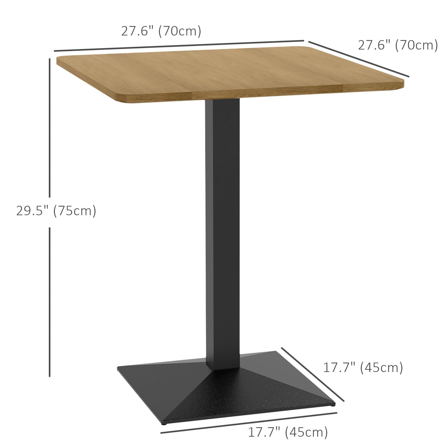 28" Square Dining Table, Modern Dining Room Table with Steel Base, Space Saving Small Kitchen Table, Dark Brown