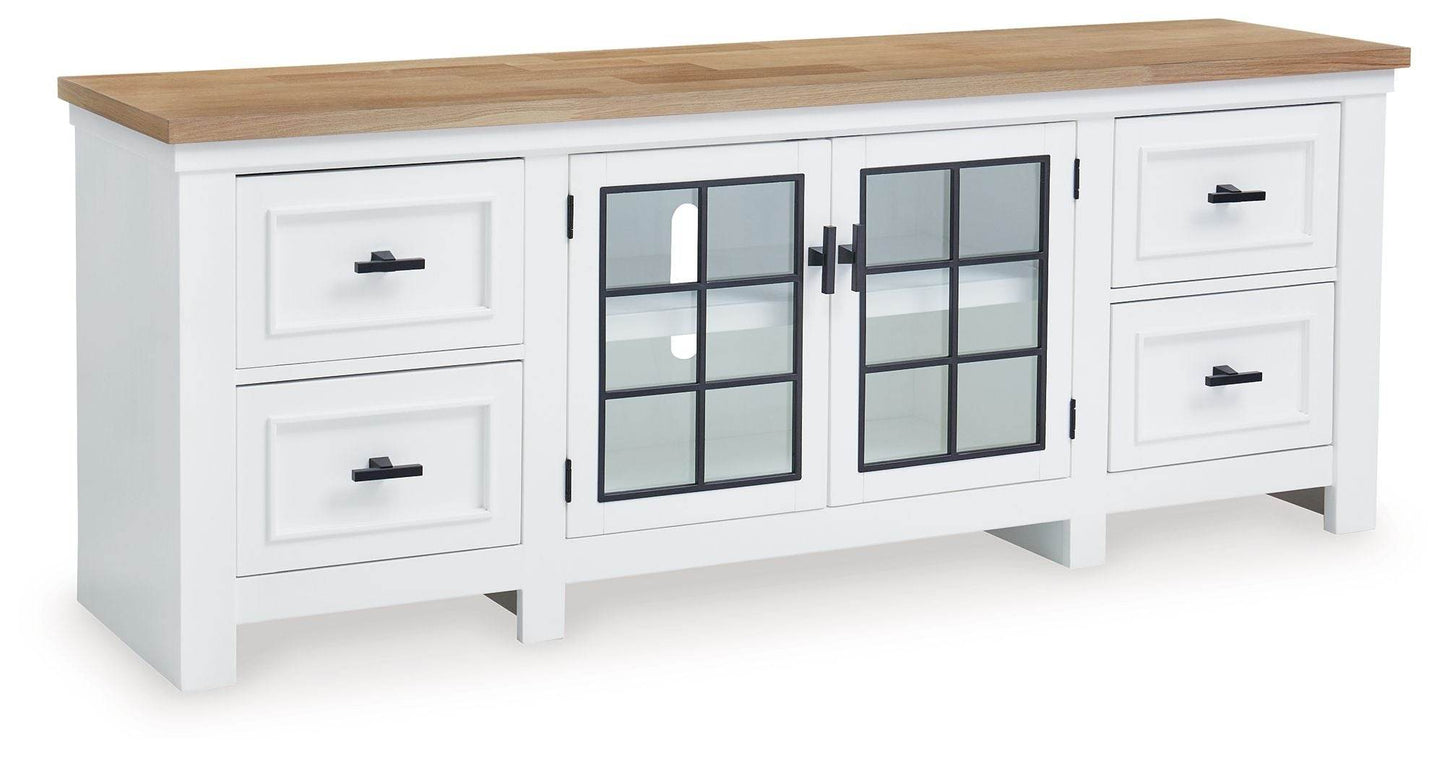 Ashbryn - White / Natural - Extra Large TV Stand - Forward Furniture