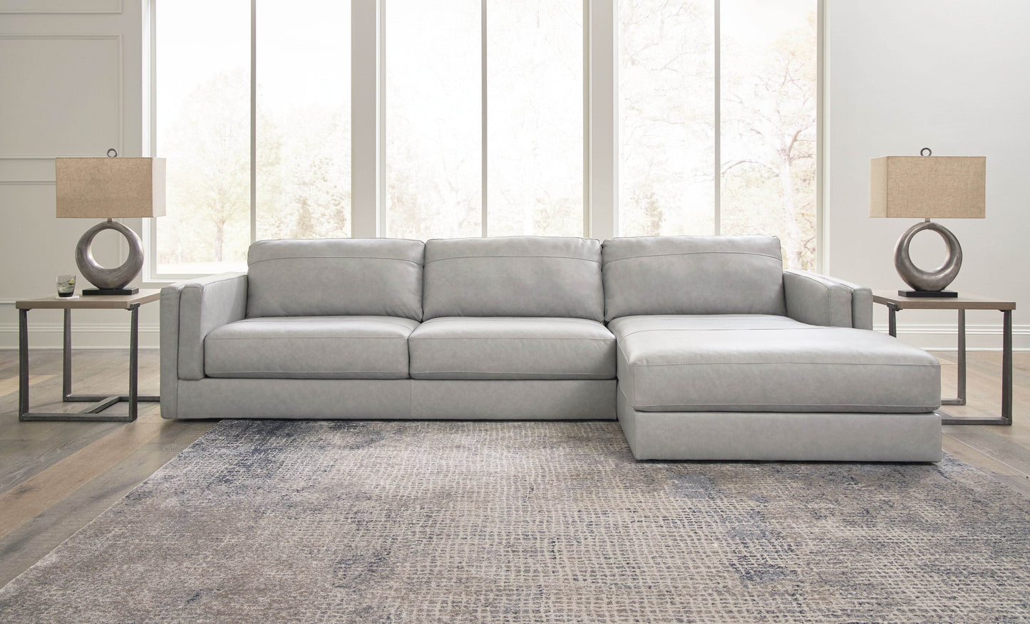 Amiata - Glacier - 2-Piece Sectional With Raf Corner Chaise - Leather Match - Forward Furniture
